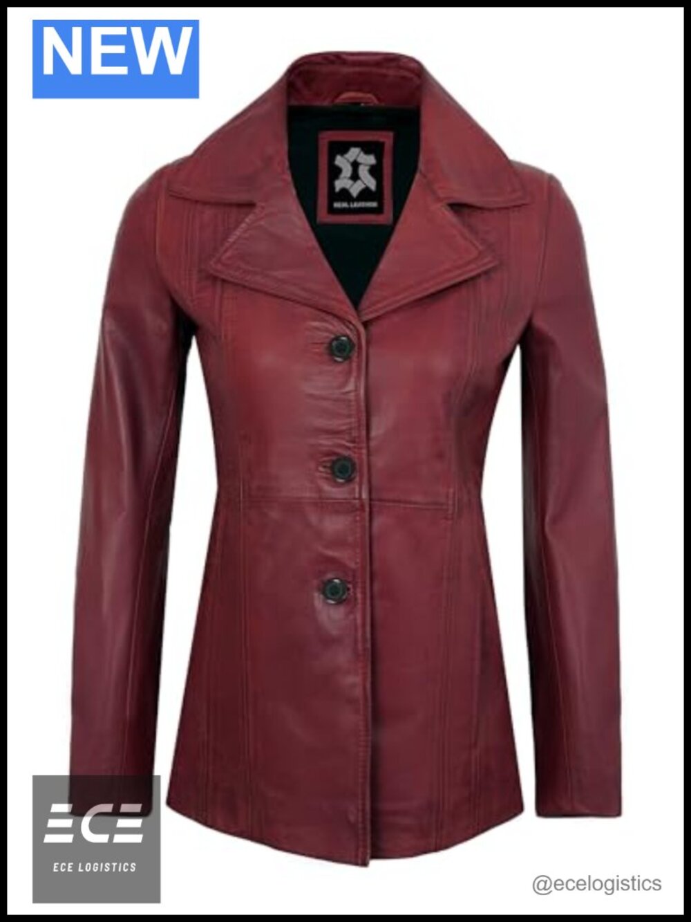 Real Lambskin Leather Blazer Women Button Down Notch Lapel Jacket